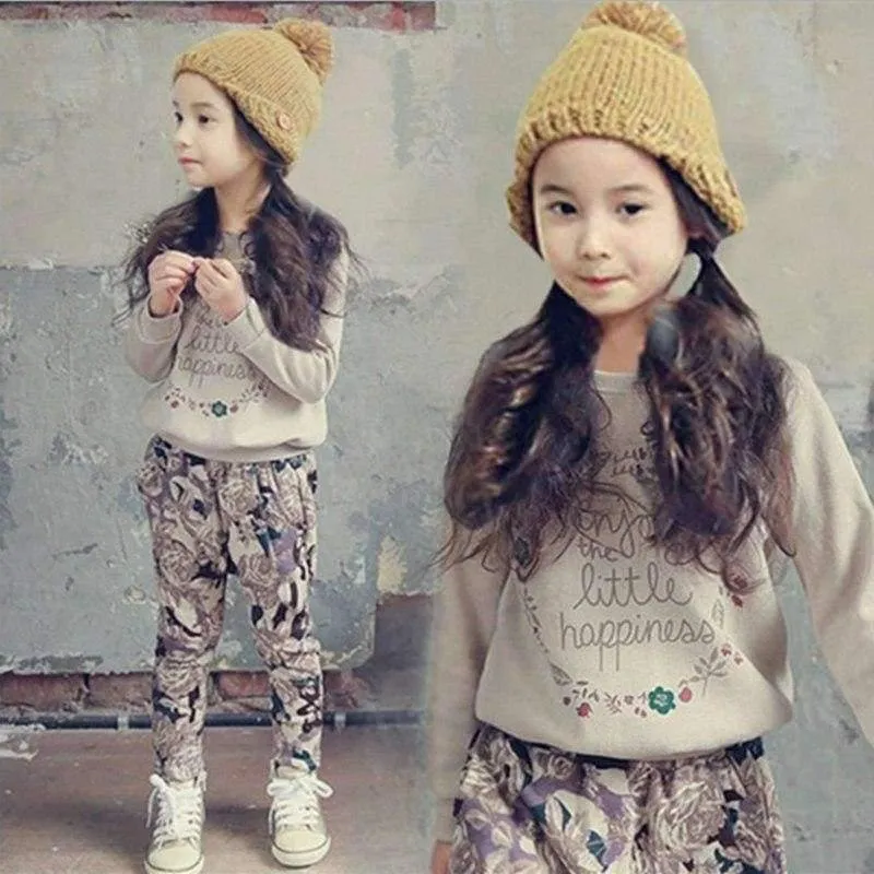 Teenager-Mädchen Kleidung Sets Herbst Brief drucken T-Shirts + Pluderhosen Kostüm Kinder Kleidung Tierarzt Enfant Fille 12 13 14