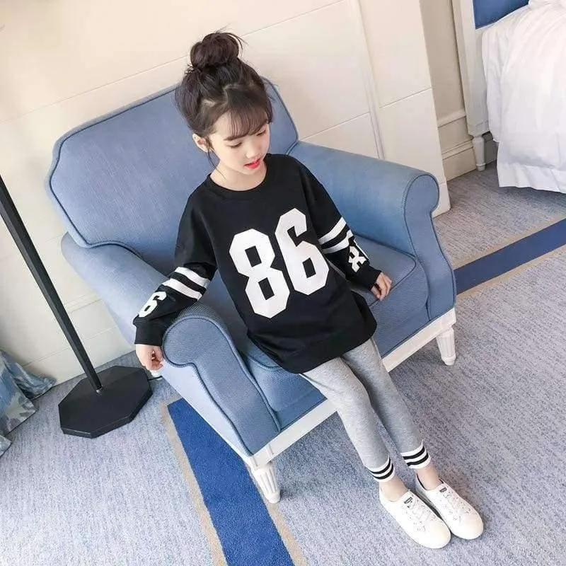 Kleidung Set für Mädchen Teenager Herbstschule Buchstabe T-Shirt + Leggings 2pcs Kinderkleidung 4 5 6 7 8 9 10 11 12 13 Jahre