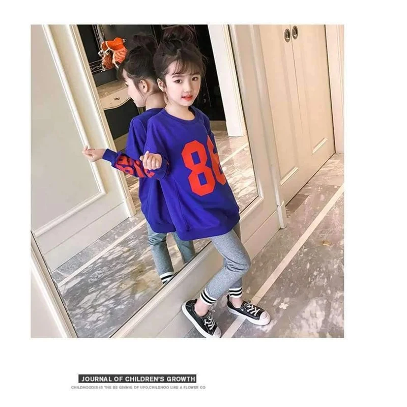 Kleidung Set für Mädchen Teenager Herbstschule Buchstabe T-Shirt + Leggings 2pcs Kinderkleidung 4 5 6 7 8 9 10 11 12 13 Jahre