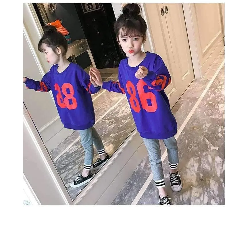 Kleidung Set für Mädchen Teenager Herbstschule Buchstabe T-Shirt + Leggings 2pcs Kinderkleidung 4 5 6 7 8 9 10 11 12 13 Jahre