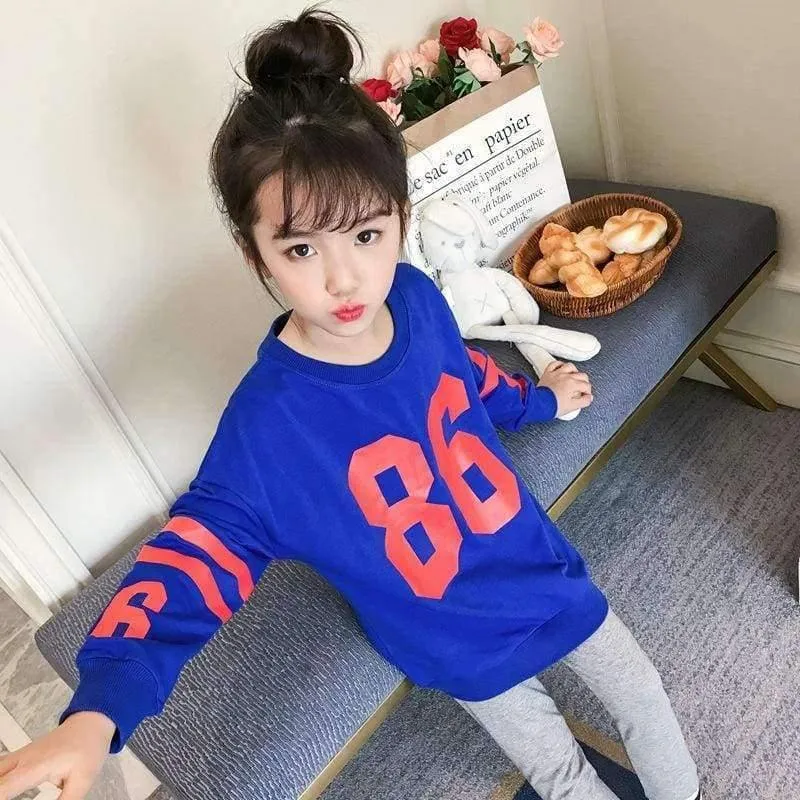 Kleidung Set für Mädchen Teenager Herbstschule Buchstabe T-Shirt + Leggings 2pcs Kinderkleidung 4 5 6 7 8 9 10 11 12 13 Jahre