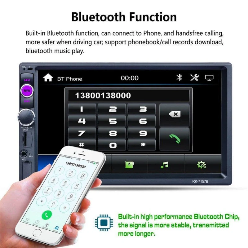 7inch 2DIN Auto Bluetooth MP5 Player Rückfahrkamera FM / AM / RDS / BT Lenkradsteuerung Autoradio Media Player