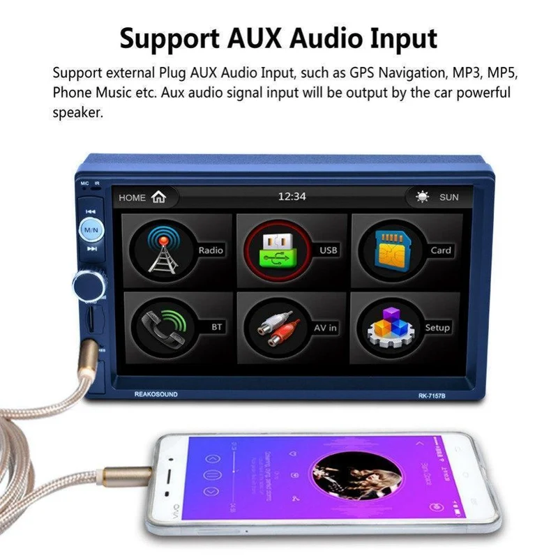 7inch 2DIN Auto Bluetooth MP5 Player Rückfahrkamera FM / AM / RDS / BT Lenkradsteuerung Autoradio Media Player