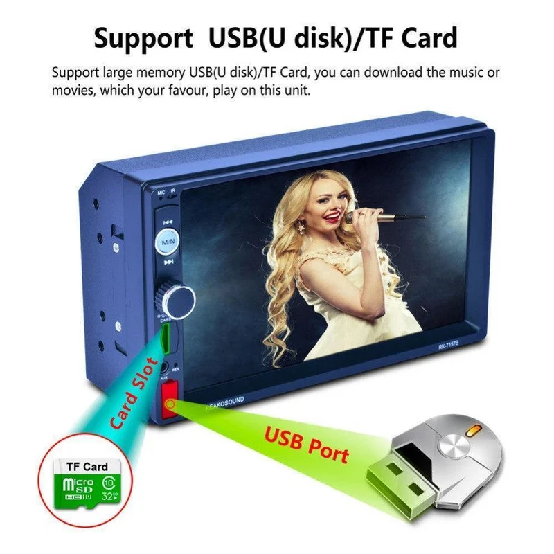 7inch 2DIN Auto Bluetooth MP5 Player Rückfahrkamera FM / AM / RDS / BT Lenkradsteuerung Autoradio Media Player