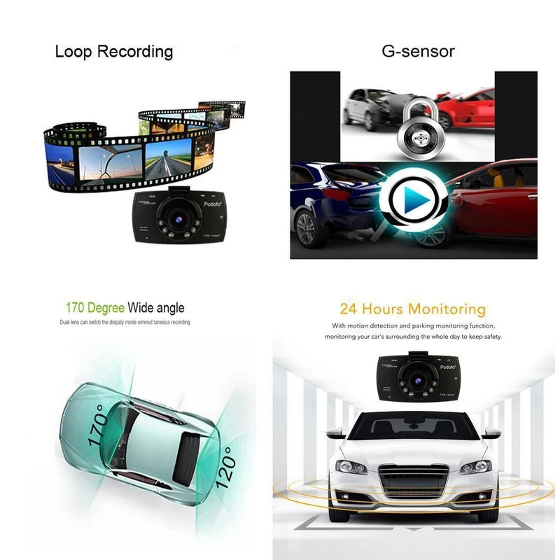 Auto DVR Kamera 2.7 "G30 Full HD 1080P 170 Grad Dashcam Registrare Nachtsicht Videorecorder G-Sensor Dash Cam DVRs