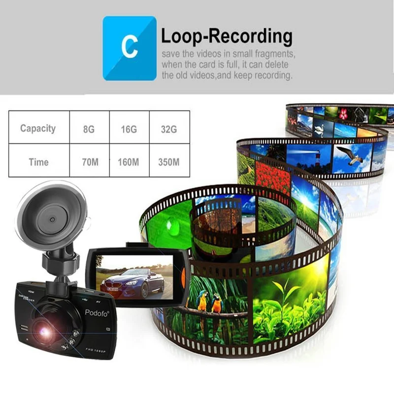 Auto DVR Kamera 2.7 "G30 Full HD 1080P 170 Grad Dashcam Registrare Nachtsicht Videorecorder G-Sensor Dash Cam DVRs