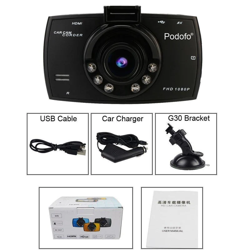 Auto DVR Kamera 2.7 "G30 Full HD 1080P 170 Grad Dashcam Registrare Nachtsicht Videorecorder G-Sensor Dash Cam DVRs