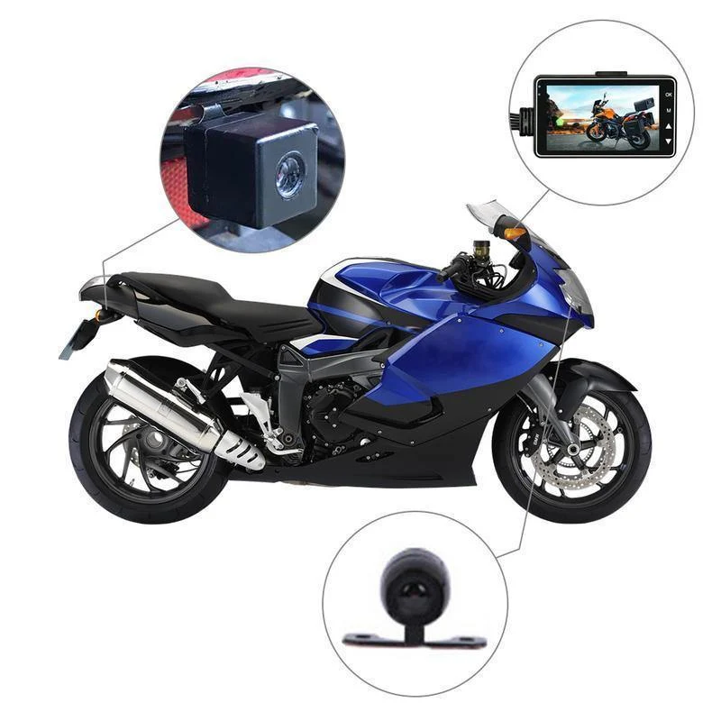 Motorradkamera DVR Motor Dash Cam mit spezieller Dual-Track Front Rear Recorder Motorrad Elektronik