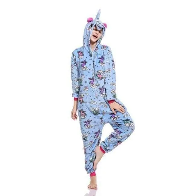 Halloween Großhandel Tier Stich Stern Einhorn onesie Erwachsene Unisex Cosplay Kostüm Frauen Pyjamas Nachtwäsche Erwachsene Winter