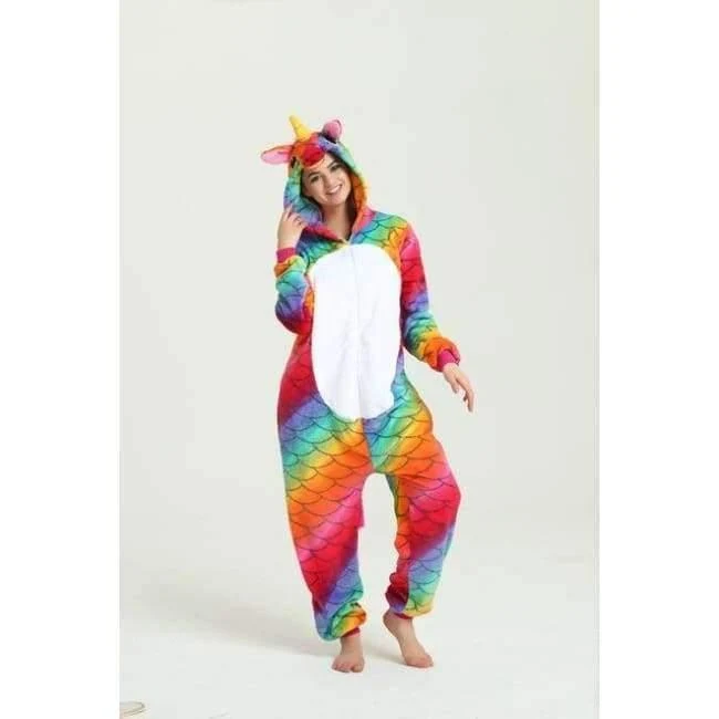 Halloween Großhandel Tier Stich Stern Einhorn onesie Erwachsene Unisex Cosplay Kostüm Frauen Pyjamas Nachtwäsche Erwachsene Winter