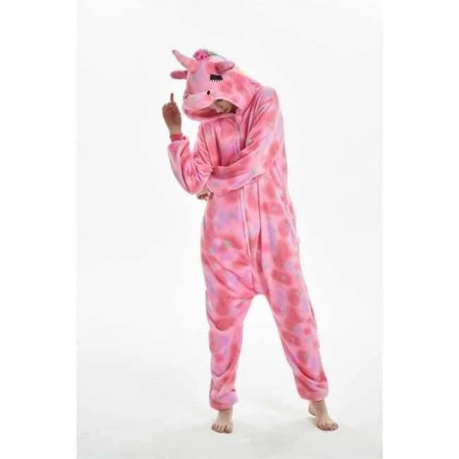 Halloween Großhandel Tier Stich Stern Einhorn onesie Erwachsene Unisex Cosplay Kostüm Frauen Pyjamas Nachtwäsche Erwachsene Winter
