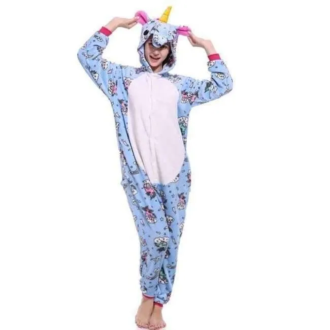 Halloween Großhandel Tier Stich Stern Einhorn onesie Erwachsene Unisex Cosplay Kostüm Frauen Pyjamas Nachtwäsche Erwachsene Winter
