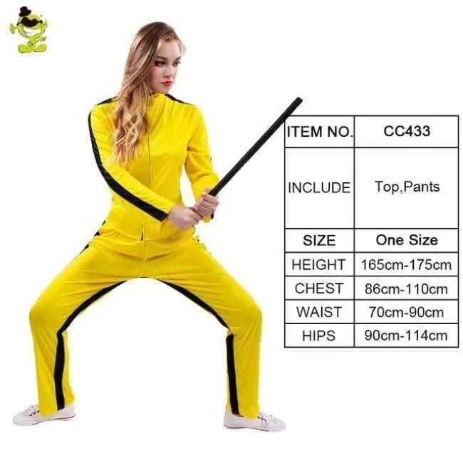 Frau gelb kill bill kostüme halloween party ängstlich mörder die braut cosplay ausgefallene outfits für erwachsene weibliche