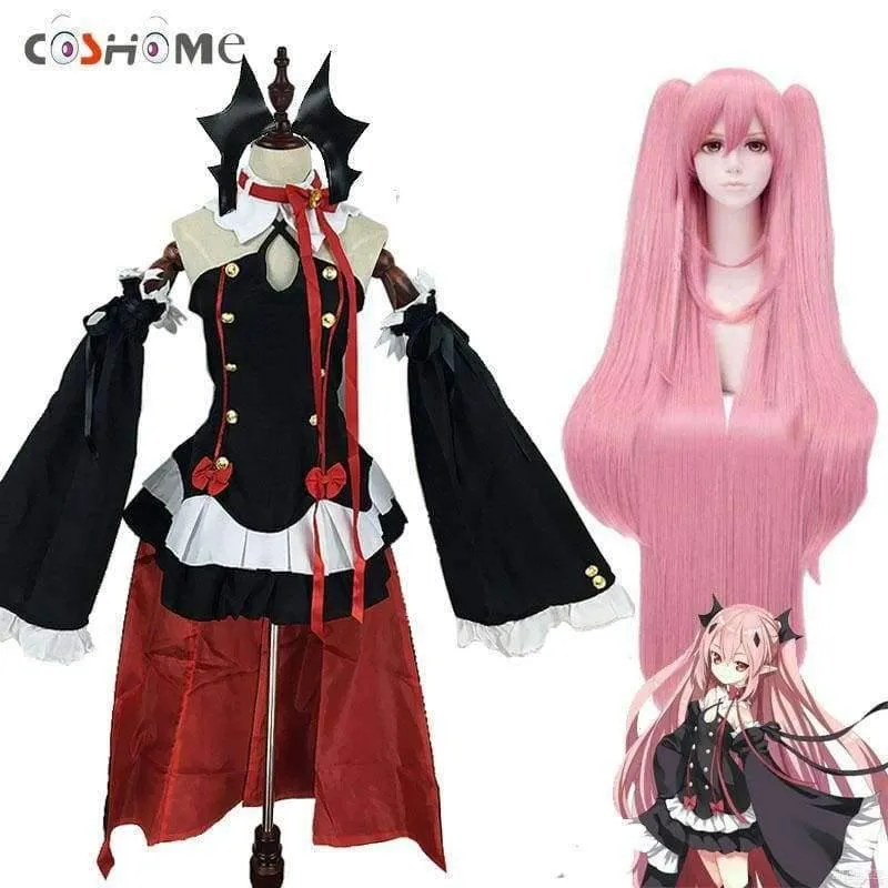 Owari Kein Seraph Des Endes Krul Tepes Perücken Cosplay Kostüme Lolita Kleid Vampir Uniformen 6Pcs / Set Für Halloween Party