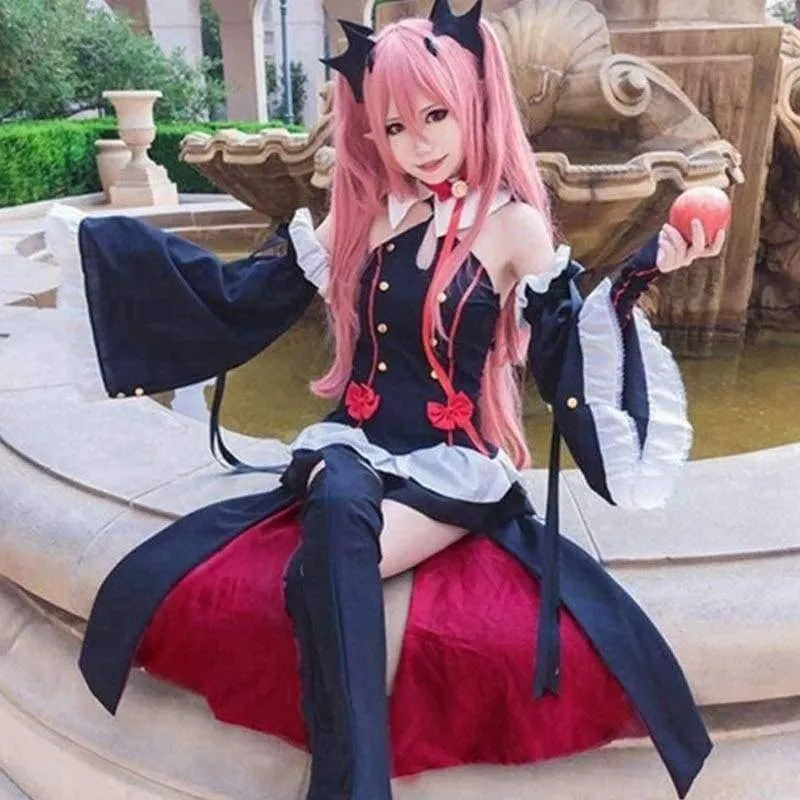 Owari Kein Seraph Des Endes Krul Tepes Perücken Cosplay Kostüme Lolita Kleid Vampir Uniformen 6Pcs / Set Für Halloween Party