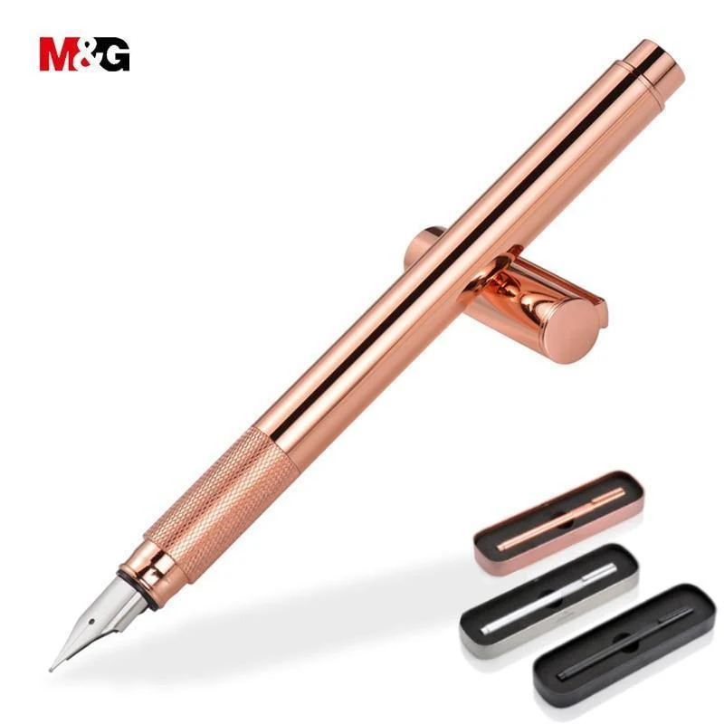 Klassischer Vollmetall-Tintenfüllfederhalter für elegante Schreibwaren des Schulbedarfs. Hochwertige Luxus-Geschenkstifte zum Schreiben