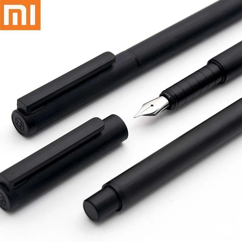 Luxuriöses schwarzes Füllfederhalter-Set, 0.5 mm F-Feder, Stahl-Tintenstifte für einfaches Geschäftsgeschenk, kostenloser Versand