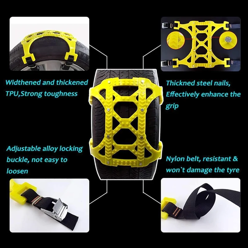 1 / 3 / 6pcs TPU Schneeketten Universal Car Suit 165-265mm Reifen Winter Roadway Safety Reifenketten Snow Climbing Mud Ground Anti Slip