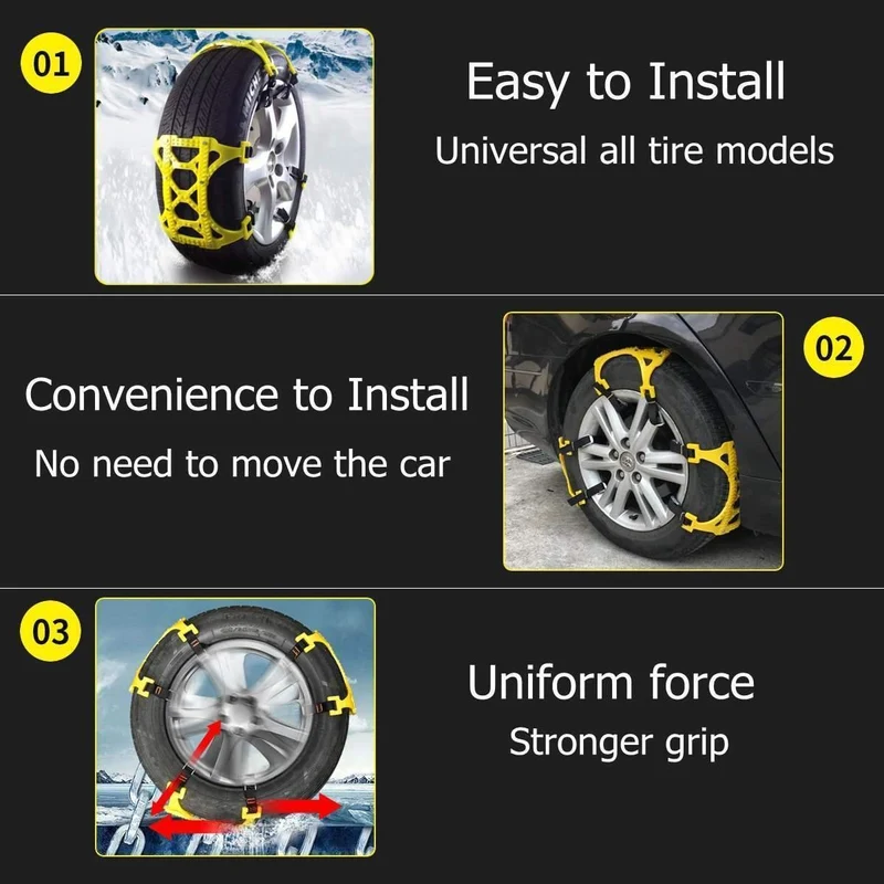 1 / 3 / 6pcs TPU Schneeketten Universal Car Suit 165-265mm Reifen Winter Roadway Safety Reifenketten Snow Climbing Mud Ground Anti Slip