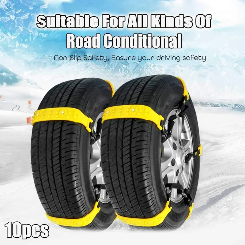 10pcs / Set Auto Winter Reifen Schneeketten Fahrbahn Sicherheit Reifen Schnee Einstellbare Anti-Rutsch-Sicherheit Double Snap Skid Rad TPU Ketten