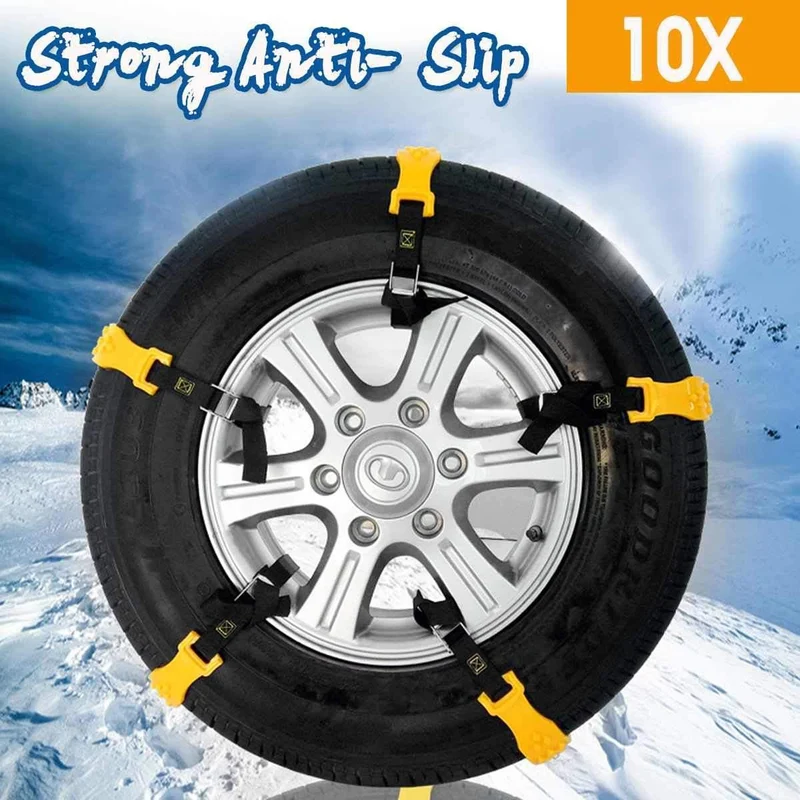 10pcs / Set Auto Winter Reifen Schneeketten Fahrbahn Sicherheit Reifen Schnee Einstellbare Anti-Rutsch-Sicherheit Double Snap Skid Rad TPU Ketten