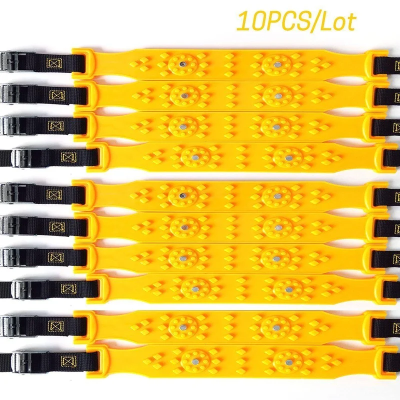 10pcs / Set Auto Winter Reifen Schneeketten Fahrbahn Sicherheit Reifen Schnee Einstellbare Anti-Rutsch-Sicherheit Double Snap Skid Rad TPU Ketten
