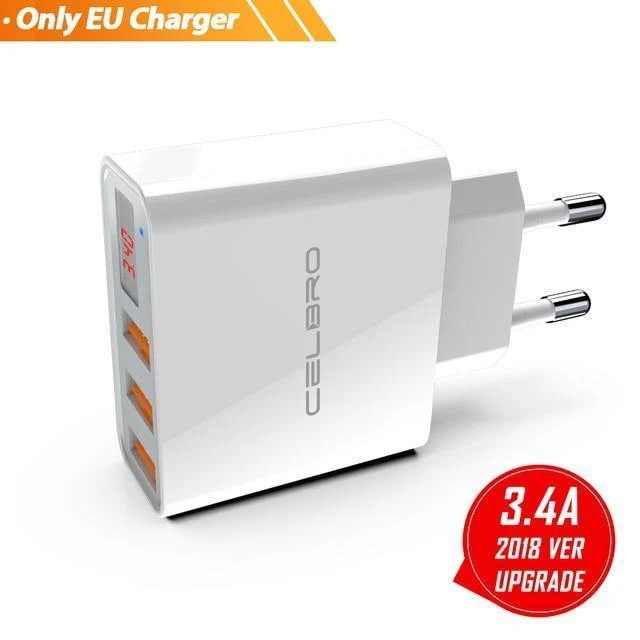 USB-Wandladegerät 3 Port 3.4a LED-Anzeige Universal-Reiseladegerät-Adapter für Handy iPhone Xiaomi iPad US-EU-Stecker