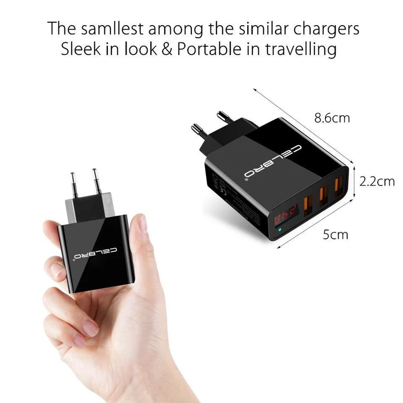USB-Wandladegerät 3 Port 3.4a LED-Anzeige Universal-Reiseladegerät-Adapter für Handy iPhone Xiaomi iPad US-EU-Stecker