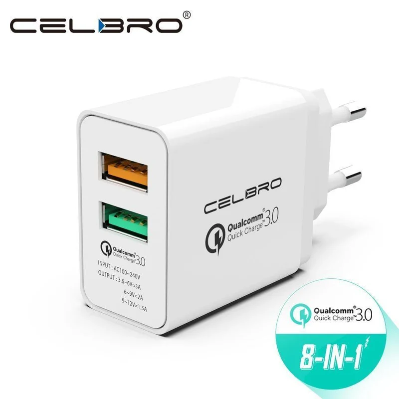 Adapter Quick Charge 3.0 2 Port Dual USB Schnellladegerät EU Stecker Reise Qualcomm Qc3.0 Aufladen für Handy