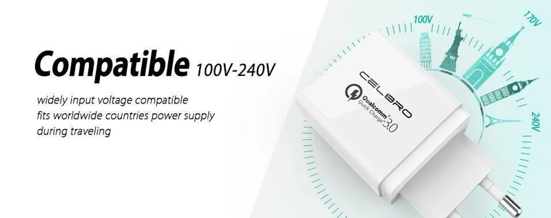 Adapter Quick Charge 3.0 2 Port Dual USB Schnellladegerät EU Stecker Reise Qualcomm Qc3.0 Aufladen für Handy