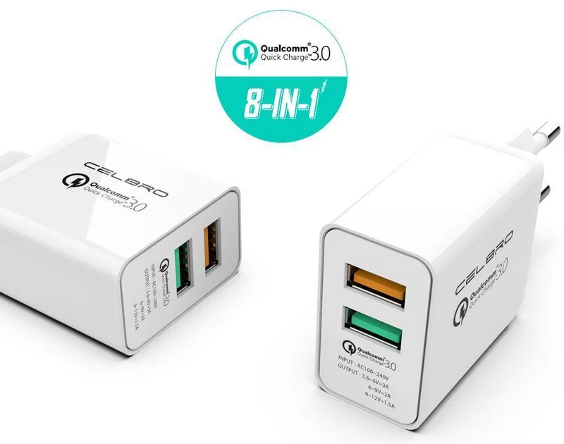 Adapter Quick Charge 3.0 2 Port Dual USB Schnellladegerät EU Stecker Reise Qualcomm Qc3.0 Aufladen für Handy