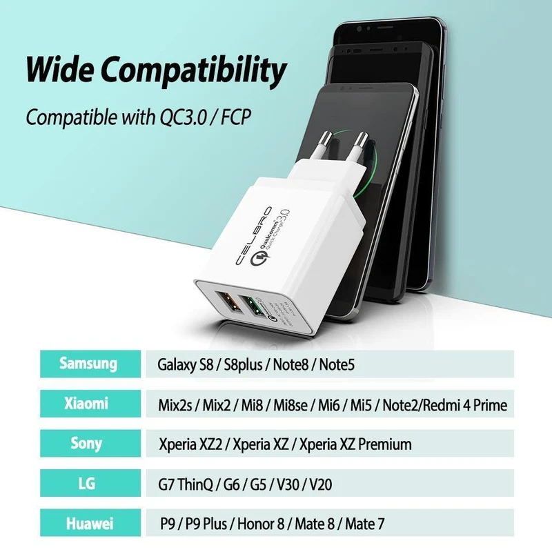 Adapter Quick Charge 3.0 2 Port Dual USB Schnellladegerät EU Stecker Reise Qualcomm Qc3.0 Aufladen für Handy