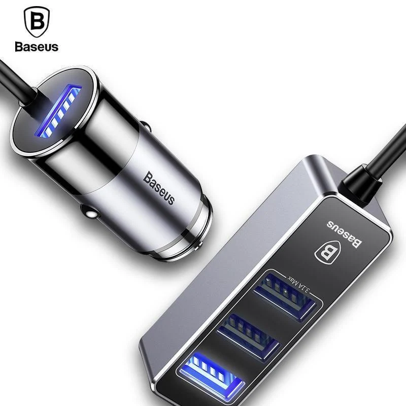 4 USB-Multifunktions-Autoladegerät mit 5.5 A und 4 Anschlüssen, schneller Autoladegerät-Adapter für iPhone, Samsung, Xiaomi, Handy-Ladegerät
