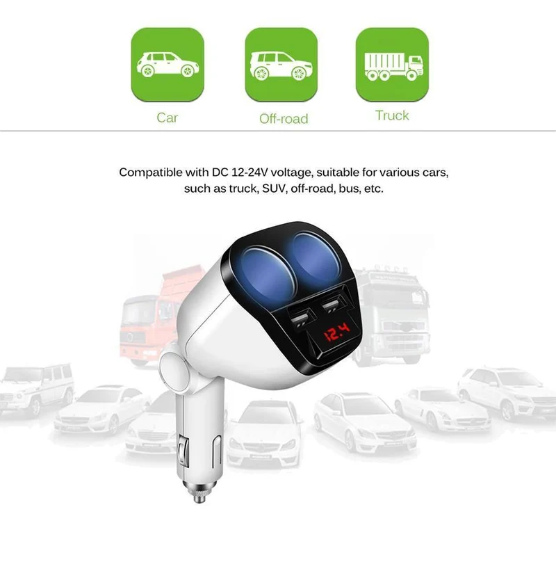 5V 3.4A Dual USB Autoladegerät 120W Zigarettenanzünder Netzteil für Samsung Galaxy s8 iPhone 7 8 X Telefonladegerät