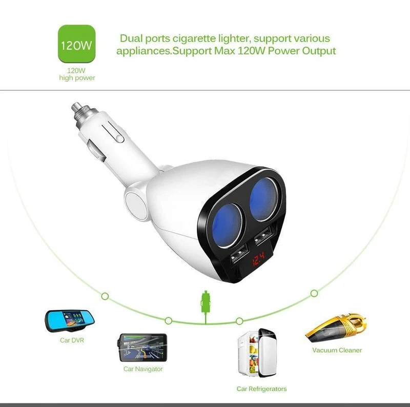 5V 3.4A Dual USB Autoladegerät 120W Zigarettenanzünder Netzteil für Samsung Galaxy s8 iPhone 7 8 X Telefonladegerät