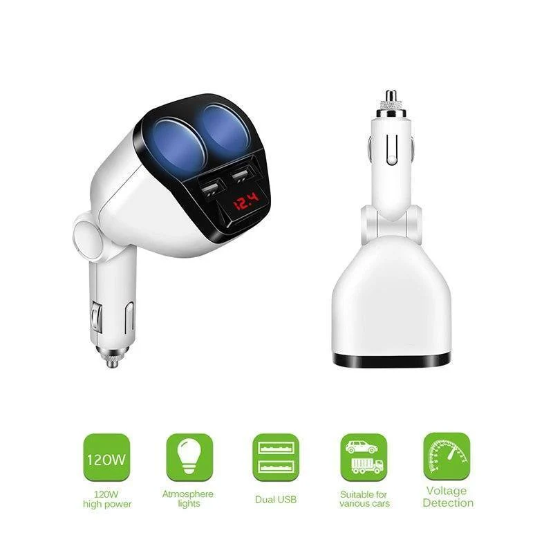 5V 3.4A Dual USB Autoladegerät 120W Zigarettenanzünder Netzteil für Samsung Galaxy s8 iPhone 7 8 X Telefonladegerät