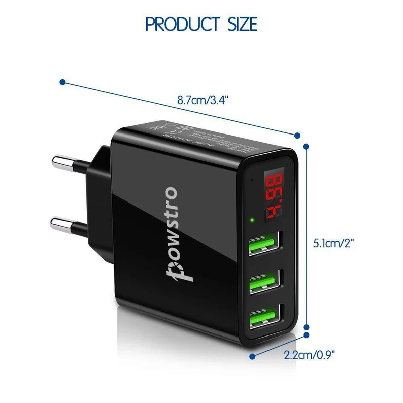 Universal 5V 3A 3 USB Smartphone Ladegerät Aktuelle Spannung Display Ladegeräte für iPhone Samsung Xiaomi Huawei Handy