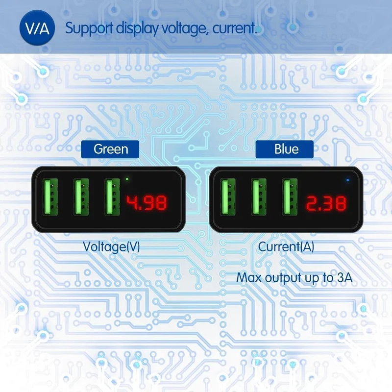Universal 5V 3A 3 USB Smartphone Ladegerät Aktuelle Spannung Display Ladegeräte für iPhone Samsung Xiaomi Huawei Handy