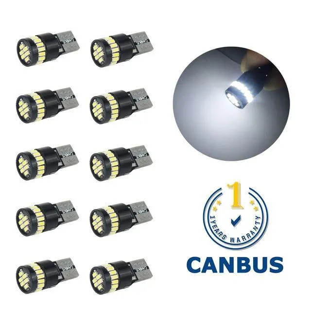10x T10 LED W5W LED Canbus Autolampe 12V 3014 24SMD Innenraumbeleuchtung 194 168 Glühlampe Weiß Blau Rot Gelb Kein Fehler