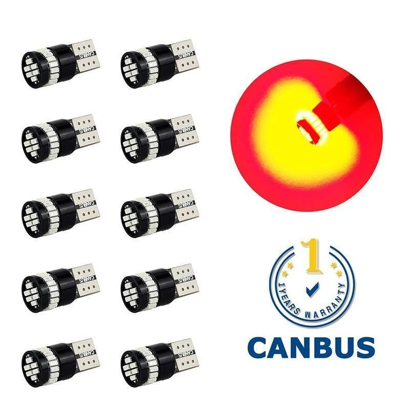 10x T10 LED W5W LED Canbus Autolampe 12V 3014 24SMD Innenraumbeleuchtung 194 168 Glühlampe Weiß Blau Rot Gelb Kein Fehler