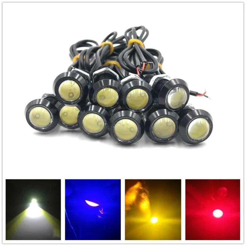 10pcs 12V Ultradünnes 18mm 23mm Auto LED Tagfahrlicht Eagle Eye Lampe leuchtet rot blau gelb weiß