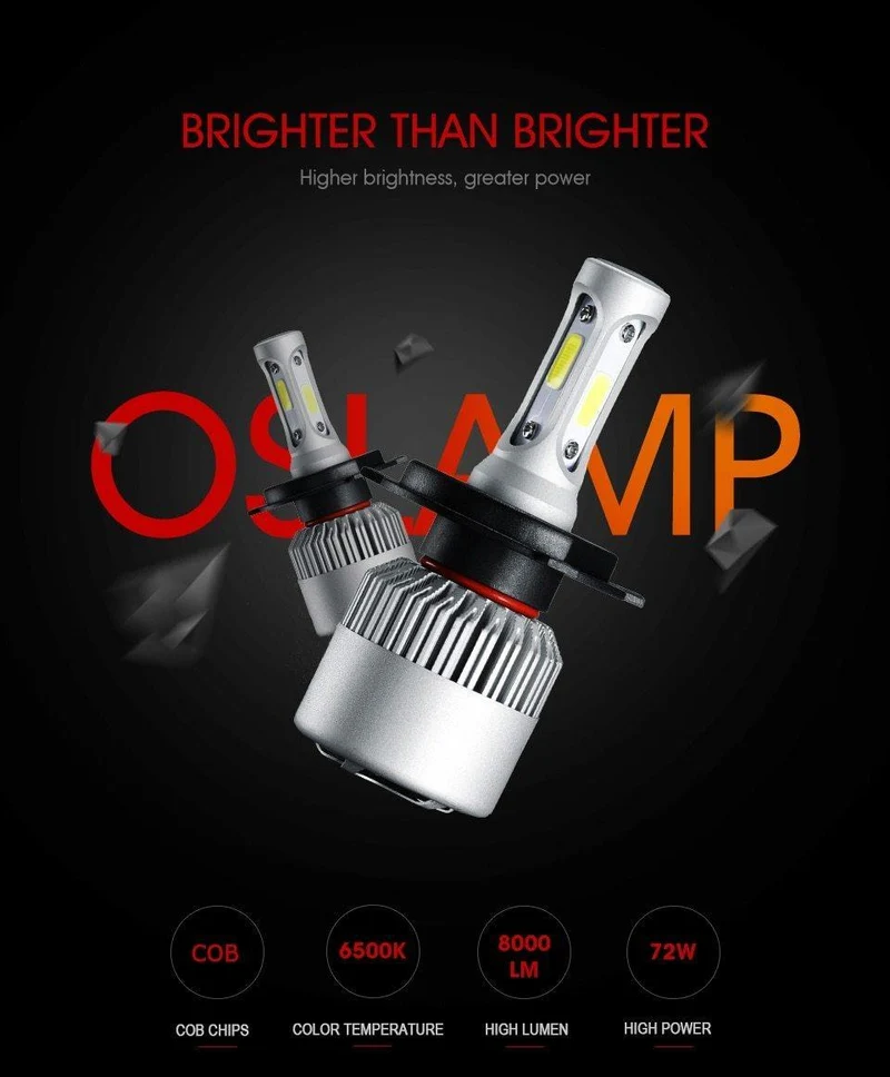 H4 H7 H11 9005 9006 H1 COB Auto LED Scheinwerfer Lampen Hallo-Lo Strahl 72W 8000LM 6500K/4300K ​​Auto Led Scheinwerfer Auto Licht 12v 24v