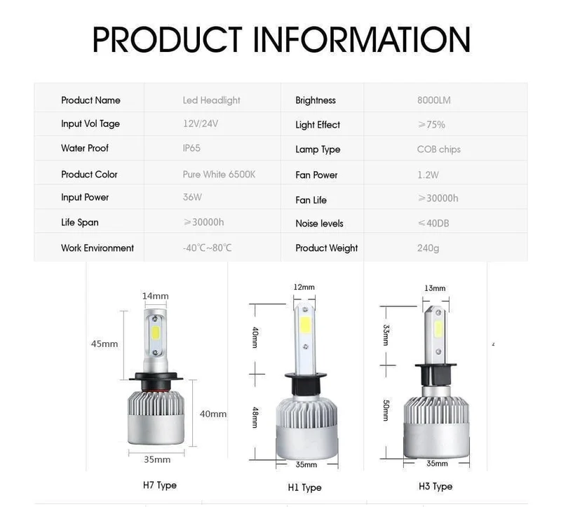 H4 H7 H11 9005 9006 H1 COB Auto LED Scheinwerfer Lampen Hallo-Lo Strahl 72W 8000LM 6500K/4300K ​​Auto Led Scheinwerfer Auto Licht 12v 24v