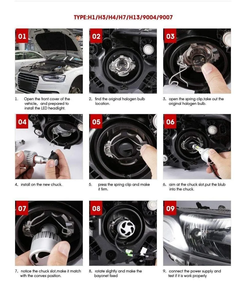 H4 H7 H11 9005 9006 H1 COB Auto LED Scheinwerfer Lampen Hallo-Lo Strahl 72W 8000LM 6500K/4300K ​​Auto Led Scheinwerfer Auto Licht 12v 24v