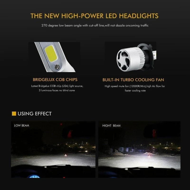 H4 H7 H11 9005 9006 H1 COB Auto LED Scheinwerfer Lampen Hallo-Lo Strahl 72W 8000LM 6500K/4300K ​​Auto Led Scheinwerfer Auto Licht 12v 24v