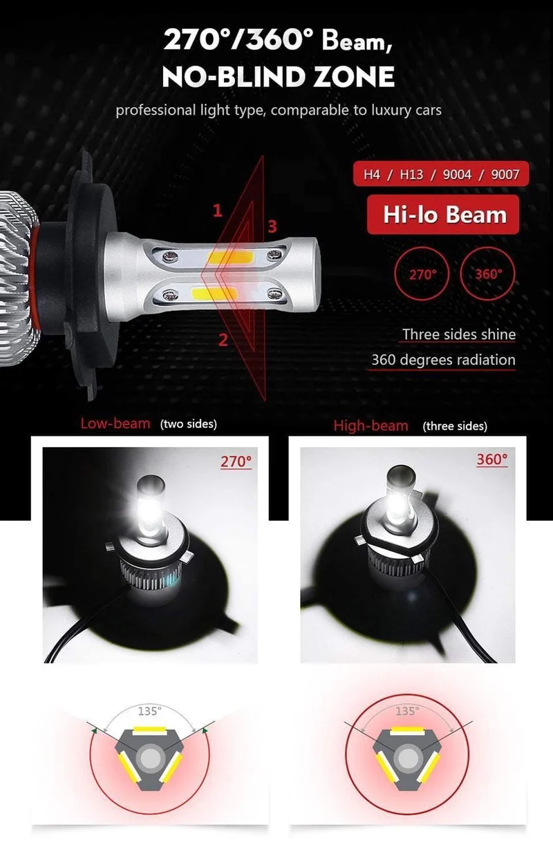 H4 H7 H11 9005 9006 H1 COB Auto LED Scheinwerfer Lampen Hallo-Lo Strahl 72W 8000LM 6500K/4300K ​​Auto Led Scheinwerfer Auto Licht 12v 24v