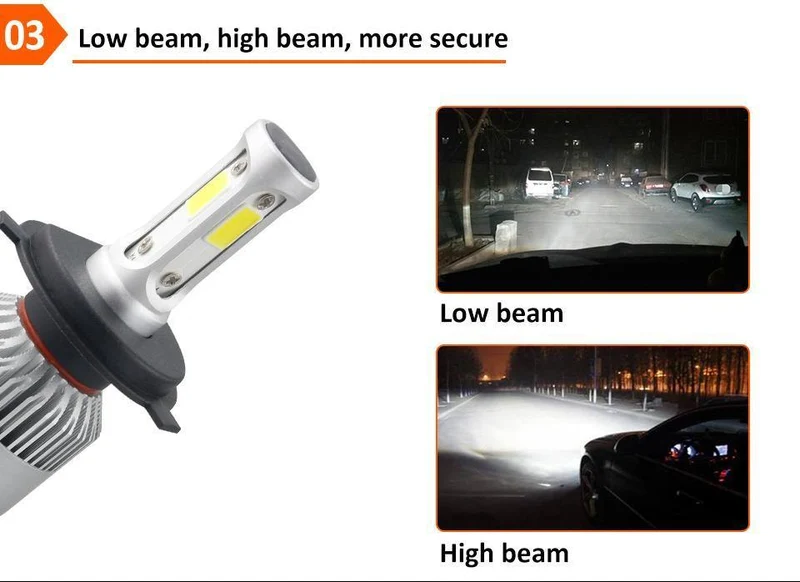 LED 4300K ​​S2 H4 H7 H1 COB LED Scheinwerfer Lampen H11 H13 12V 9005 9006 H3 9004 9007 9012 72W 8000LM Auto LED lampe 3000K 8000K 6500K