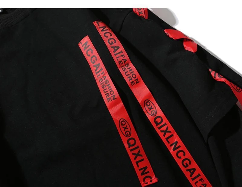 Herbst Hoodies Sweatshirts Männer Hip Hop Punk Rock Langarm Streetwear Bänder Mode