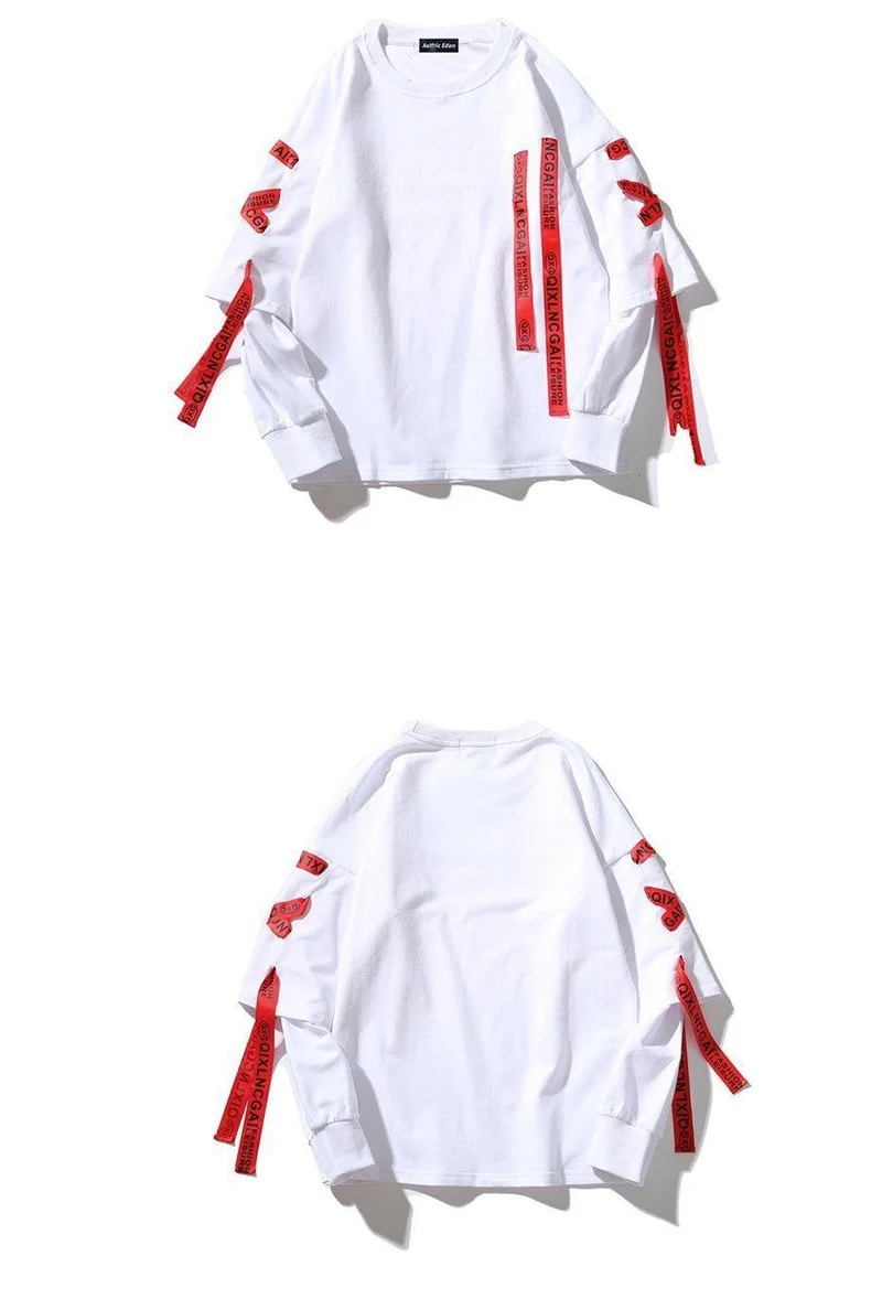 Herbst Hoodies Sweatshirts Männer Hip Hop Punk Rock Langarm Streetwear Bänder Mode