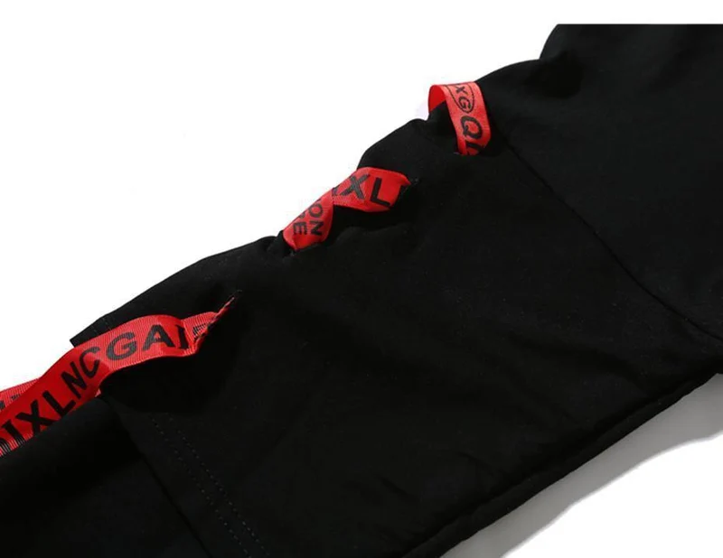 Herbst Hoodies Sweatshirts Männer Hip Hop Punk Rock Langarm Streetwear Bänder Mode